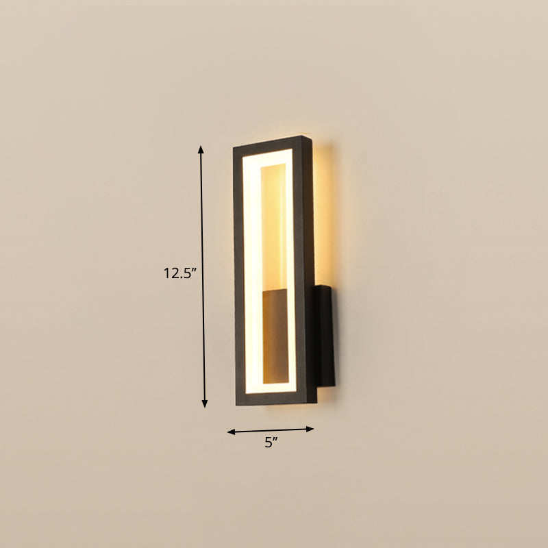 Minimalism Rectangle Wall Sconce Lighting Metal Foyer LED Wall Mount Light Fixture Black 5" Third Gear Clearhalo 'Modern wall lights' 'Modern' 'Wall Lamps & Sconces' 'Wall Lights' Lighting' 2353548