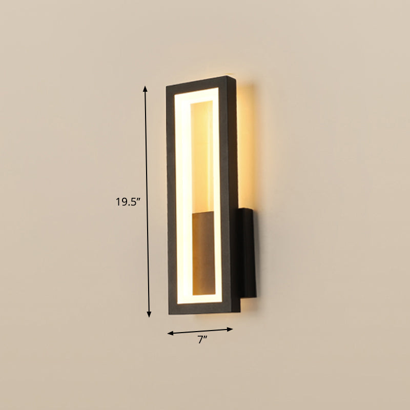 Minimalism Rectangle Wall Sconce Lighting Metal Foyer LED Wall Mount Light Fixture Black 7" Third Gear Clearhalo 'Modern wall lights' 'Modern' 'Wall Lamps & Sconces' 'Wall Lights' Lighting' 2353549
