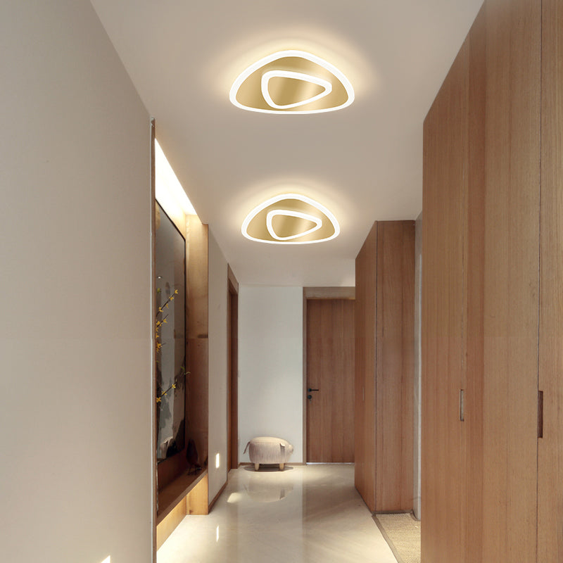 Golden Geometric Flush Ceiling Light Modern Acrylic LED Flushmount Light for Stairs Gold Triangle Clearhalo 'Ceiling Lights' 'Close To Ceiling Lights' 'Close to ceiling' 'Flush mount' Lighting' 2353557
