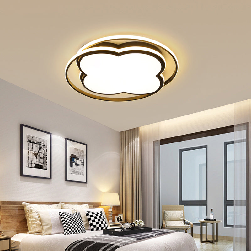 Floral LED Flushmount Ceiling Lamp Minimalism Metal Bedroom Flush Mount Light in Black Clearhalo 'Ceiling Lights' 'Close To Ceiling Lights' 'Close to ceiling' 'Flush mount' Lighting' 2353592