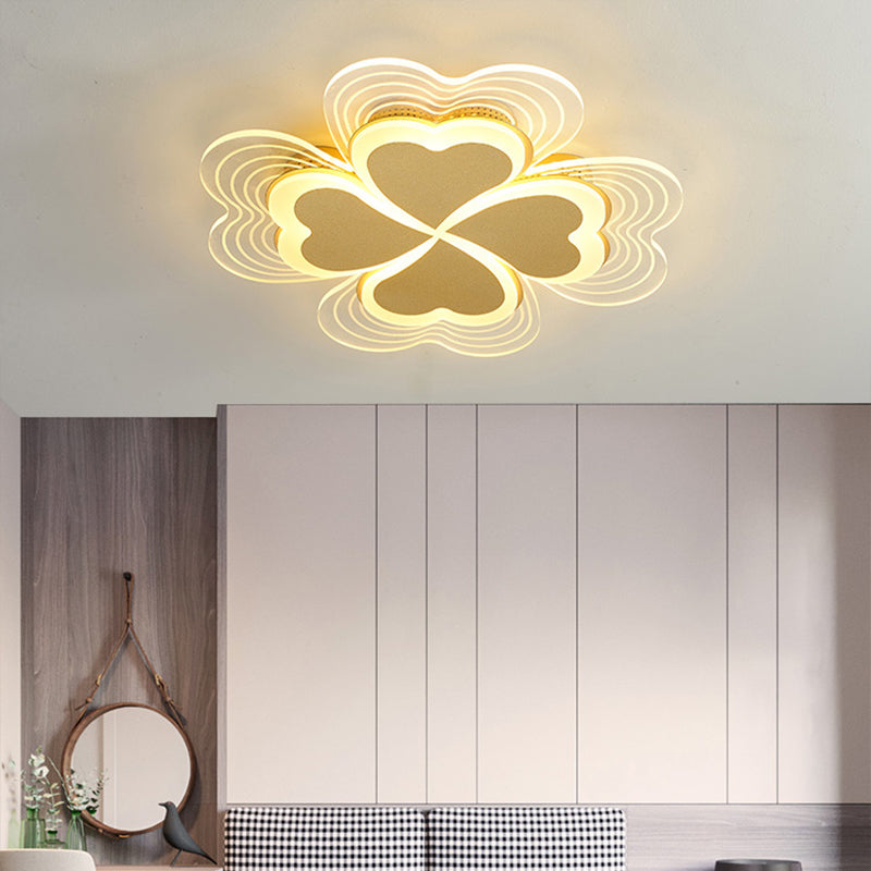 Acrylic Clover Ceiling Flush Mount Light Minimalistic LED Flush Mount Fixture for Bedroom Clearhalo 'Ceiling Lights' 'Close To Ceiling Lights' 'Close to ceiling' 'Flush mount' Lighting' 2353600