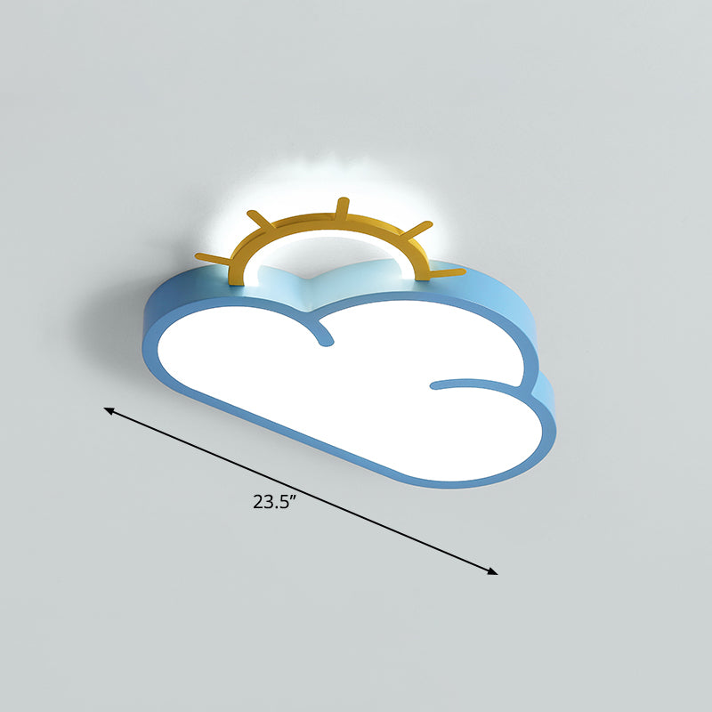Cartoon Sunrise LED Flushmount Ceiling Lamp Acrylic Kids Bedroom Flush Light Fixture Blue White Sun Clearhalo 'Ceiling Lights' 'Close To Ceiling Lights' 'Close to ceiling' 'Flush mount' Lighting' 2353759