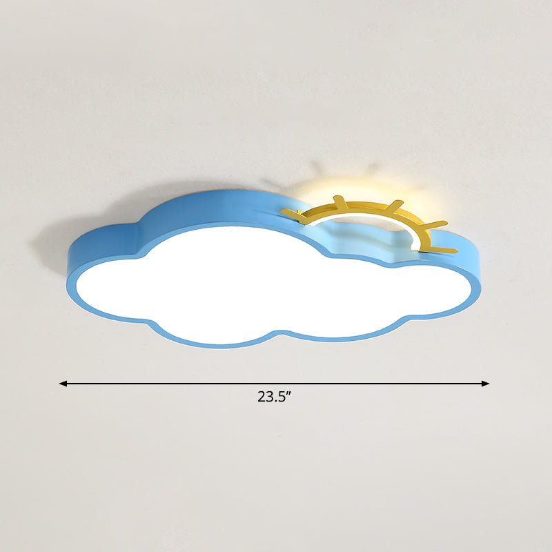 Cartoon Sunrise LED Flushmount Ceiling Lamp Acrylic Kids Bedroom Flush Light Fixture Blue Remote Control Stepless Dimming Cloud Clearhalo 'Ceiling Lights' 'Close To Ceiling Lights' 'Close to ceiling' 'Flush mount' Lighting' 2353763