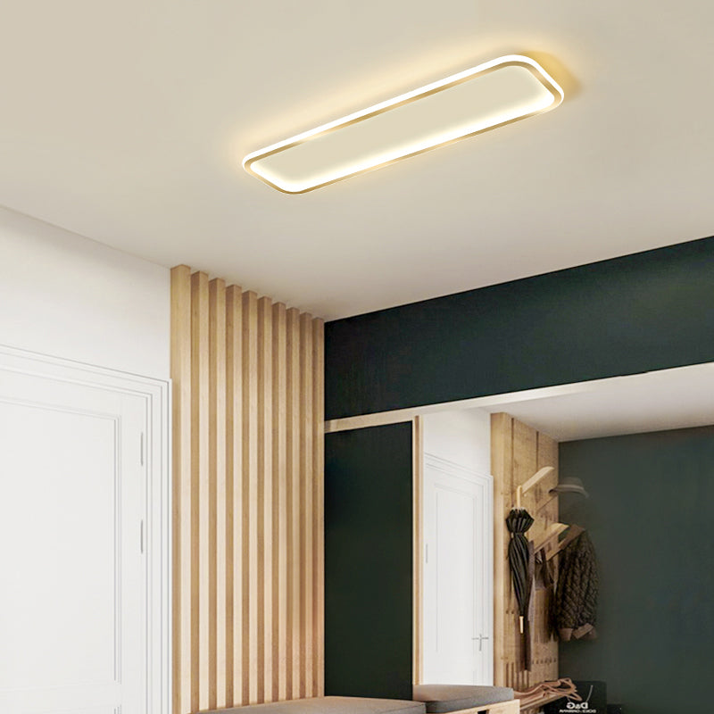 Rectangular Hallway Flush Ceiling Light Fixture Acrylic Minimalistic LED Flushmount Light Gold 31.5" Clearhalo 'Ceiling Lights' 'Close To Ceiling Lights' 'Close to ceiling' 'Flush mount' Lighting' 2353799