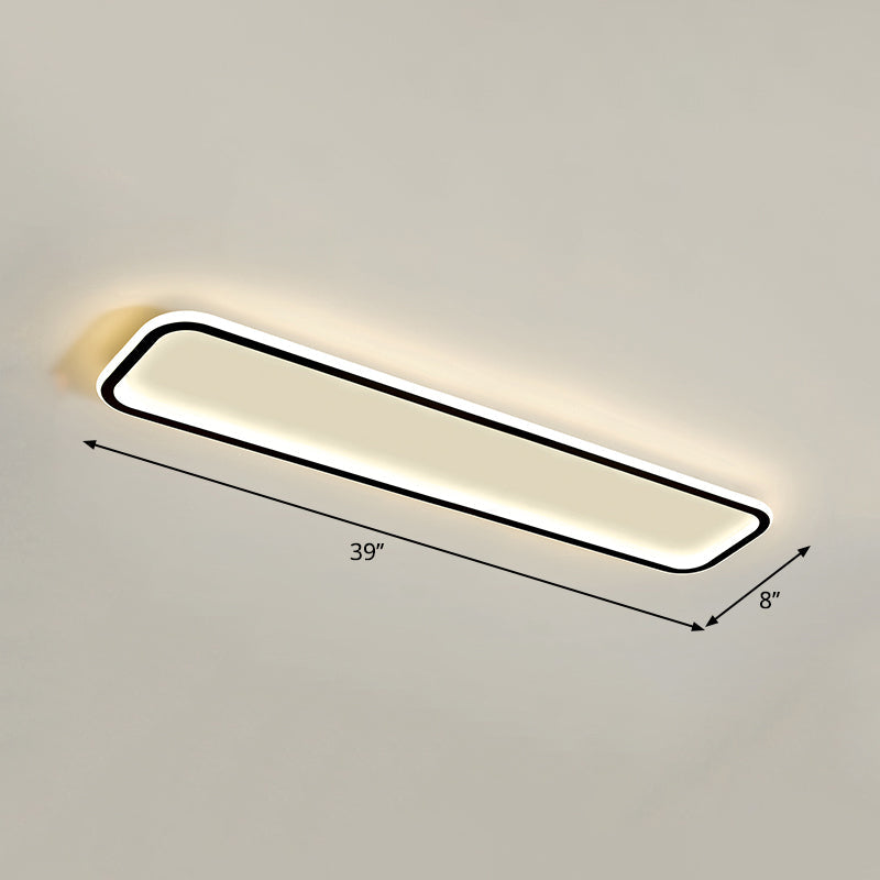 Rectangular Hallway Flush Ceiling Light Fixture Acrylic Minimalistic LED Flushmount Light Black 39" Third Gear Clearhalo 'Ceiling Lights' 'Close To Ceiling Lights' 'Close to ceiling' 'Flush mount' Lighting' 2353800