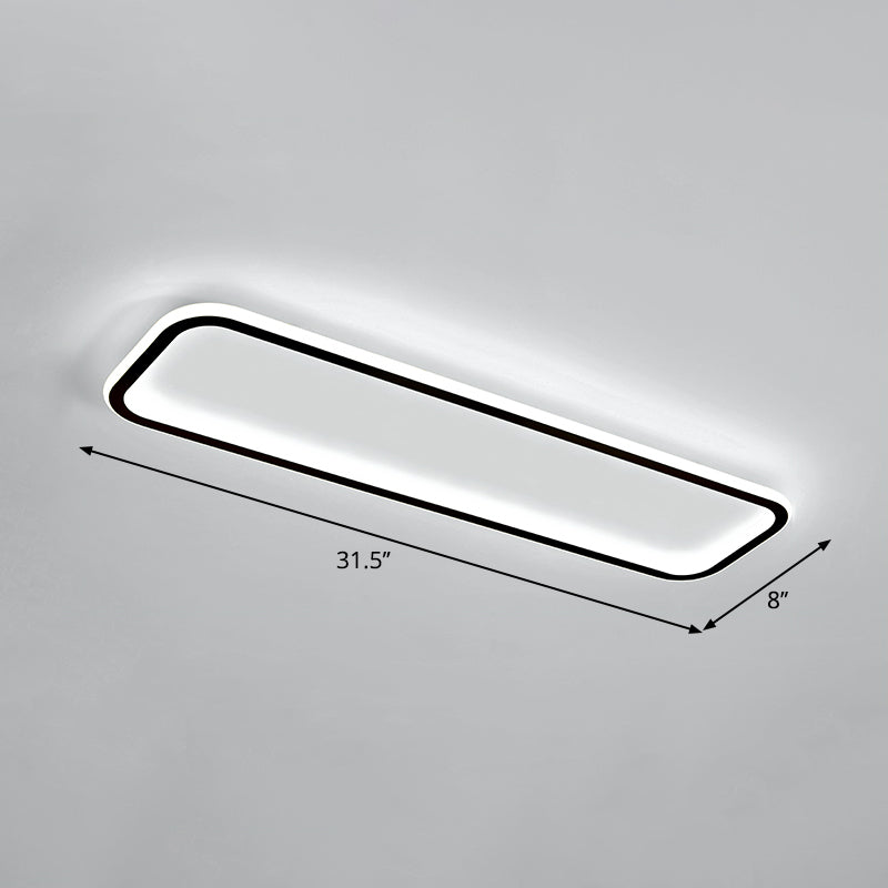 Rectangular Hallway Flush Ceiling Light Fixture Acrylic Minimalistic LED Flushmount Light Black 31.5" White Clearhalo 'Ceiling Lights' 'Close To Ceiling Lights' 'Close to ceiling' 'Flush mount' Lighting' 2353804