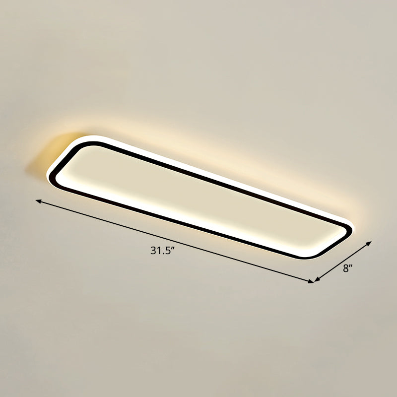 Rectangular Hallway Flush Ceiling Light Fixture Acrylic Minimalistic LED Flushmount Light Black 31.5" Warm Clearhalo 'Ceiling Lights' 'Close To Ceiling Lights' 'Close to ceiling' 'Flush mount' Lighting' 2353806