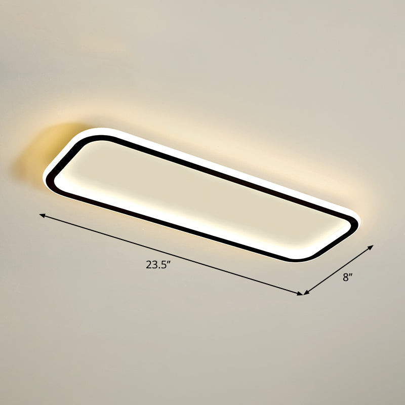 Rectangular Hallway Flush Ceiling Light Fixture Acrylic Minimalistic LED Flushmount Light Black 23.5" Warm Clearhalo 'Ceiling Lights' 'Close To Ceiling Lights' 'Close to ceiling' 'Flush mount' Lighting' 2353809