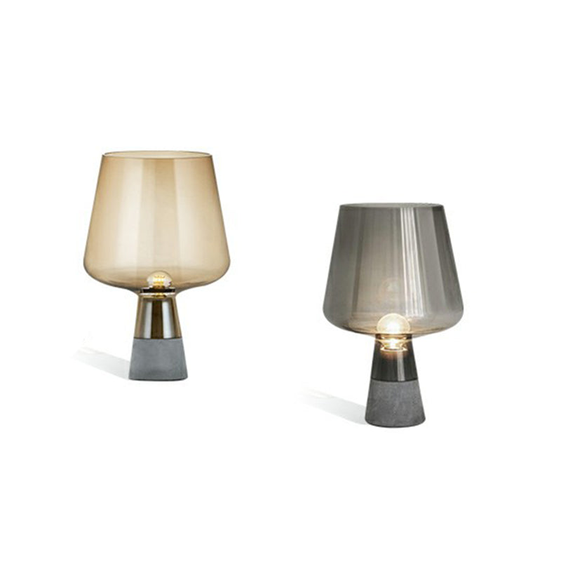Cup Shaped Glass Night Lamp Postmodern 1 Bulb Table Light with Cement Base for Bedroom Clearhalo 'Lamps' 'Table Lamps' Lighting' 2353821