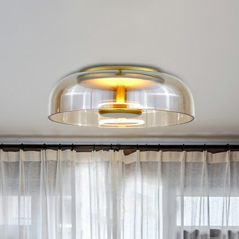 Bowl LED Flushmount Ceiling Lamp Modern Glass Entryway Flush-Mount Light Fixture Clearhalo 'Ceiling Lights' 'Close To Ceiling Lights' 'Close to ceiling' 'Glass shade' 'Glass' 'Pendant Lights' Lighting' 2353971