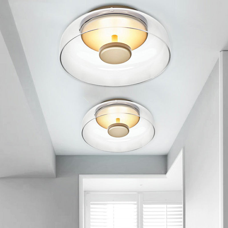 Bowl LED Flushmount Ceiling Lamp Modern Glass Entryway Flush-Mount Light Fixture Amber Clearhalo 'Ceiling Lights' 'Close To Ceiling Lights' 'Close to ceiling' 'Glass shade' 'Glass' 'Pendant Lights' Lighting' 2353972