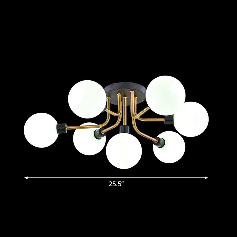 Glass Modo Ceiling Mount Chandelier Postmodern Black and Brass Semi Flush Light Fixture 7 White Clearhalo 'Ceiling Lights' 'Close To Ceiling Lights' 'Close to ceiling' 'Semi-flushmount' Lighting' 2353993