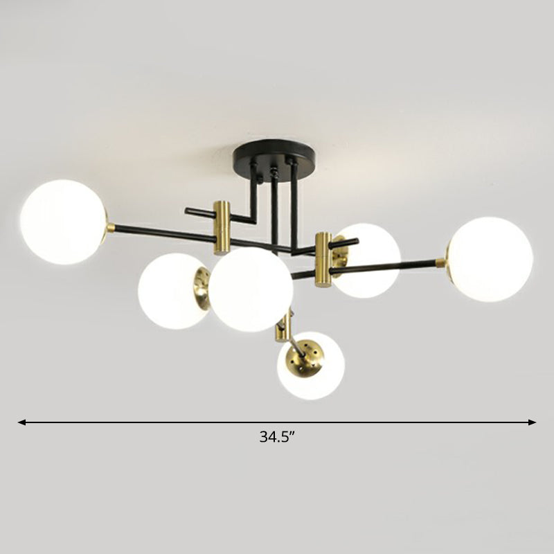 Ball Flush Mount Ceiling Light Minimalist Glass Bedroom Semi Flush Mount Fixture in Black 8 White Clearhalo 'Ceiling Lights' 'Close To Ceiling Lights' 'Close to ceiling' 'Semi-flushmount' Lighting' 2354025