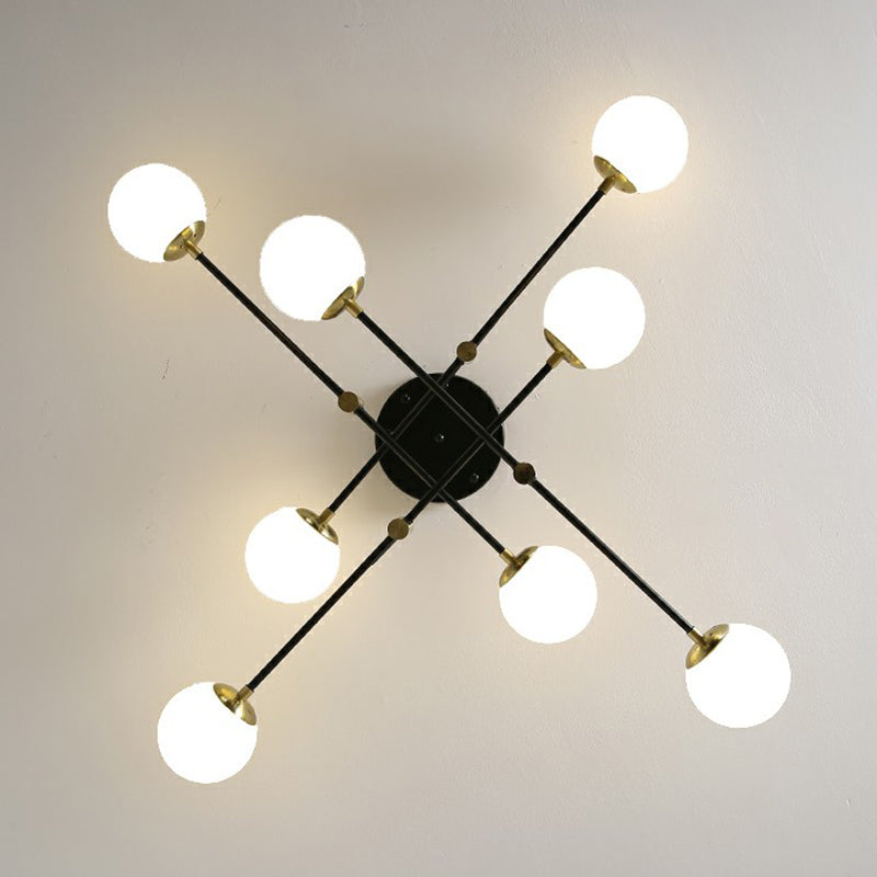 Ball Flush Mount Ceiling Light Minimalist Glass Bedroom Semi Flush Mount Fixture in Black Clearhalo 'Ceiling Lights' 'Close To Ceiling Lights' 'Close to ceiling' 'Semi-flushmount' Lighting' 2354030