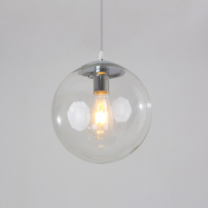 1-Head Restaurant Hanging Lamp Minimalist Ceiling Pendant with Sphere Glass Shade Clear Clearhalo 'Ceiling Lights' 'Glass shade' 'Glass' 'Modern Pendants' 'Modern' 'Pendant Lights' 'Pendants' Lighting' 2356942