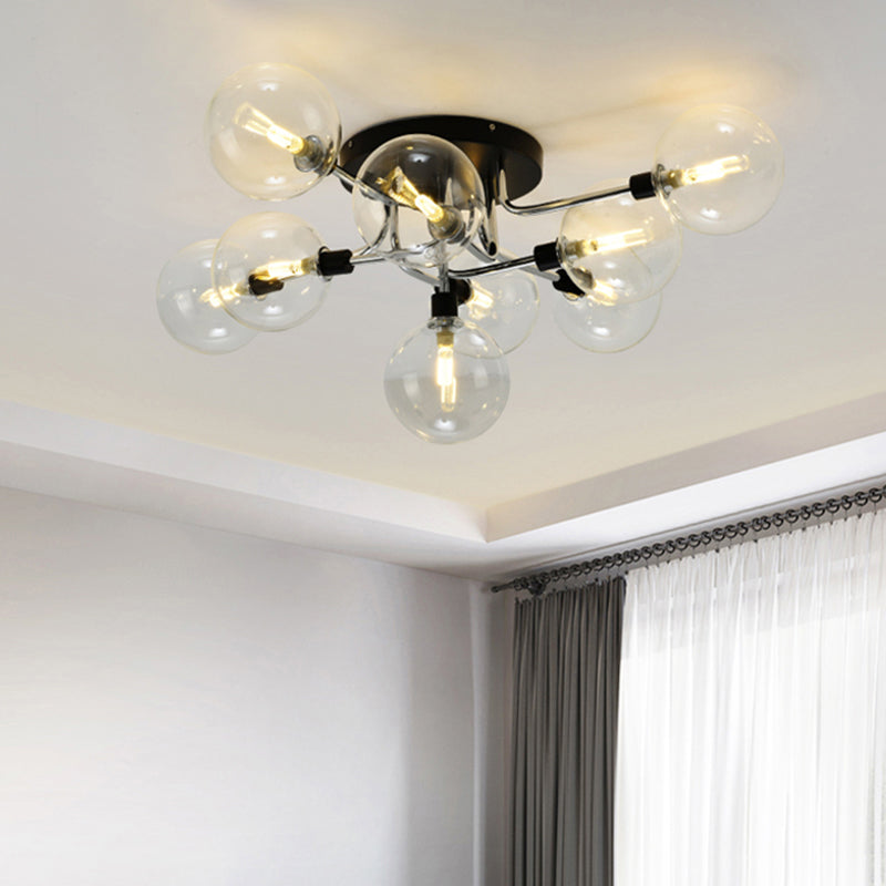 Bubble Glass Ceiling Lighting Contemporary Semi Flush Light Fixture for Living Room 9 Chrome Clear Clearhalo 'Ceiling Lights' 'Close To Ceiling Lights' 'Close to ceiling' 'Semi-flushmount' Lighting' 2357098