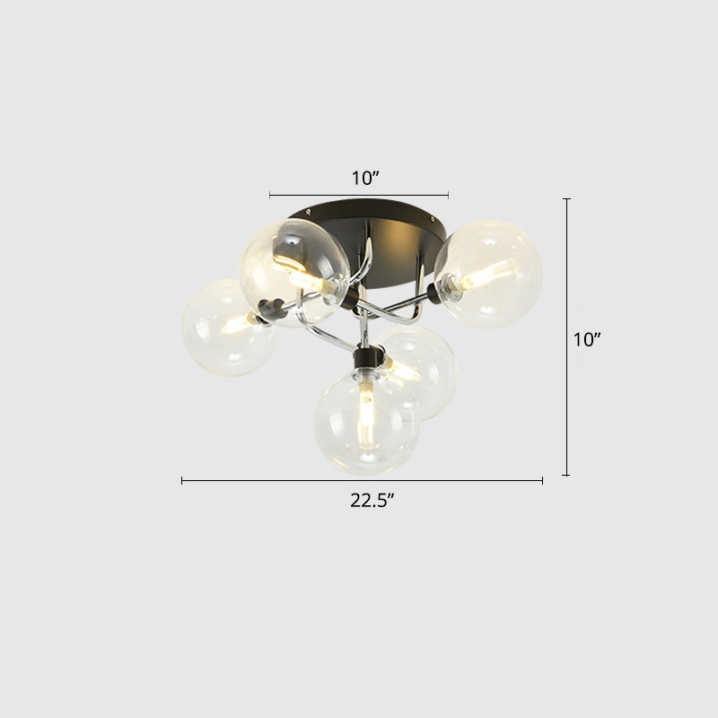 Bubble Glass Ceiling Lighting Contemporary Semi Flush Light Fixture for Living Room 5 Chrome Clear Clearhalo 'Ceiling Lights' 'Close To Ceiling Lights' 'Close to ceiling' 'Semi-flushmount' Lighting' 2357113