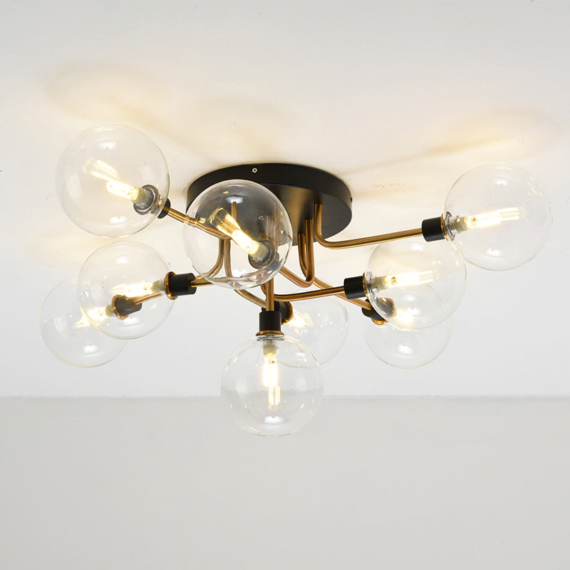 Ball Semi-Flush Ceiling Light Modern Clear Glass Dining Room Flush Mount Light Fixture Clearhalo 'Ceiling Lights' 'Close To Ceiling Lights' 'Close to ceiling' 'Semi-flushmount' Lighting' 2357121