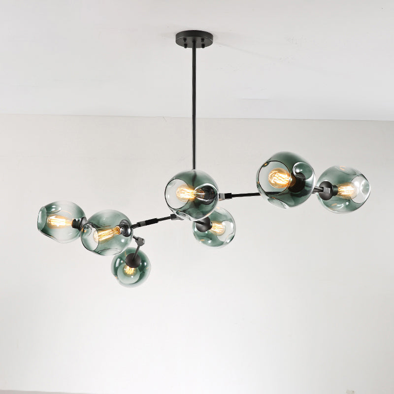 Molecule Dimpled Glass Pendant Lamp Designer Style Chandelier Light for Living Room 7 Black Blue Clearhalo 'Ceiling Lights' 'Chandeliers' 'Modern Chandeliers' 'Modern' Lighting' 2357227