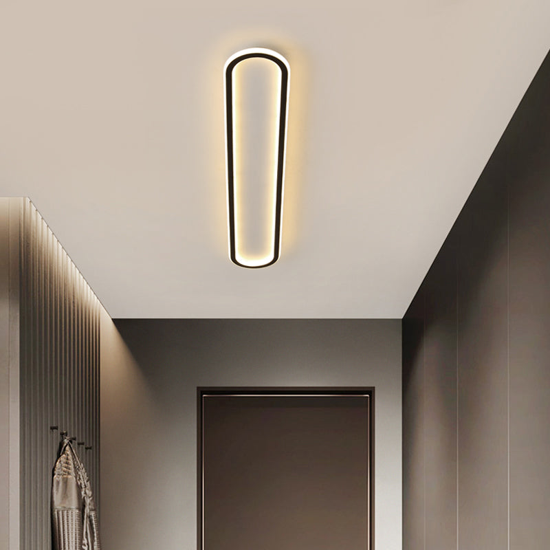 Acrylic Oblong Led Flush Mount Ceiling Light Minimalism Black Finish Flushmount for Corridor Clearhalo 'Ceiling Lights' 'Close To Ceiling Lights' 'Close to ceiling' 'Flush mount' Lighting' 2357464