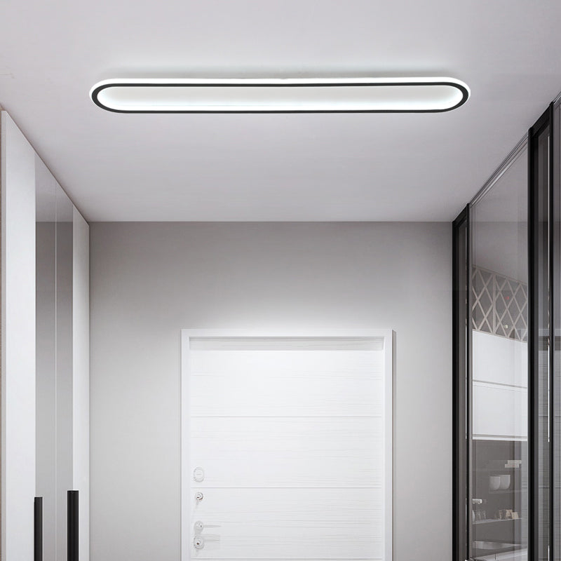 Acrylic Oblong Led Flush Mount Ceiling Light Minimalism Black Finish Flushmount for Corridor Clearhalo 'Ceiling Lights' 'Close To Ceiling Lights' 'Close to ceiling' 'Flush mount' Lighting' 2357467