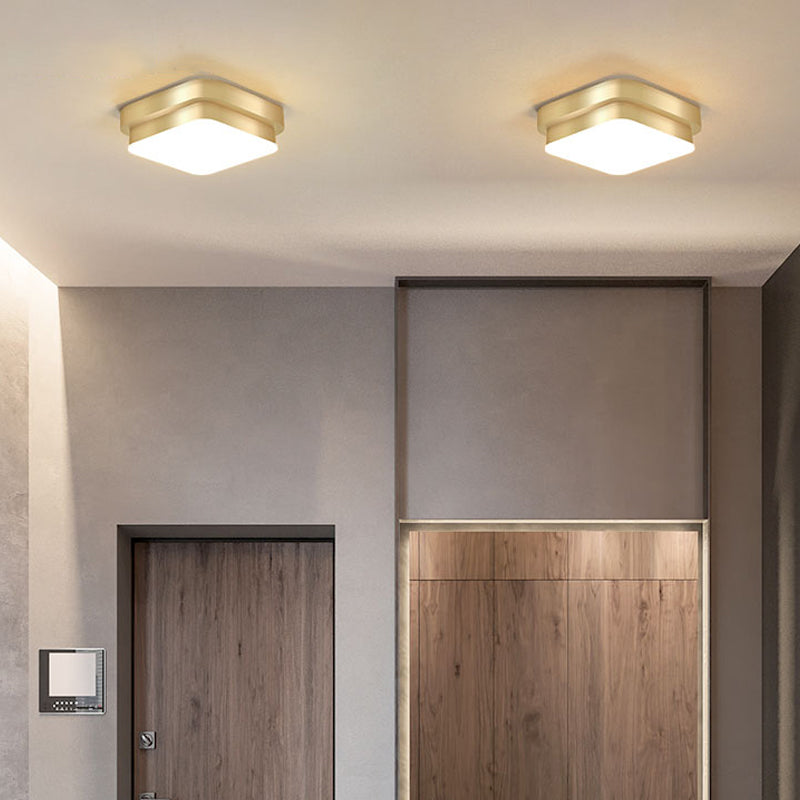 Geometric Small Aisle Ceiling Light Metal Simplicity LED Flush Mount Fixture in Gold Clearhalo 'Ceiling Lights' 'Close To Ceiling Lights' 'Close to ceiling' 'Flush mount' Lighting' 2357504