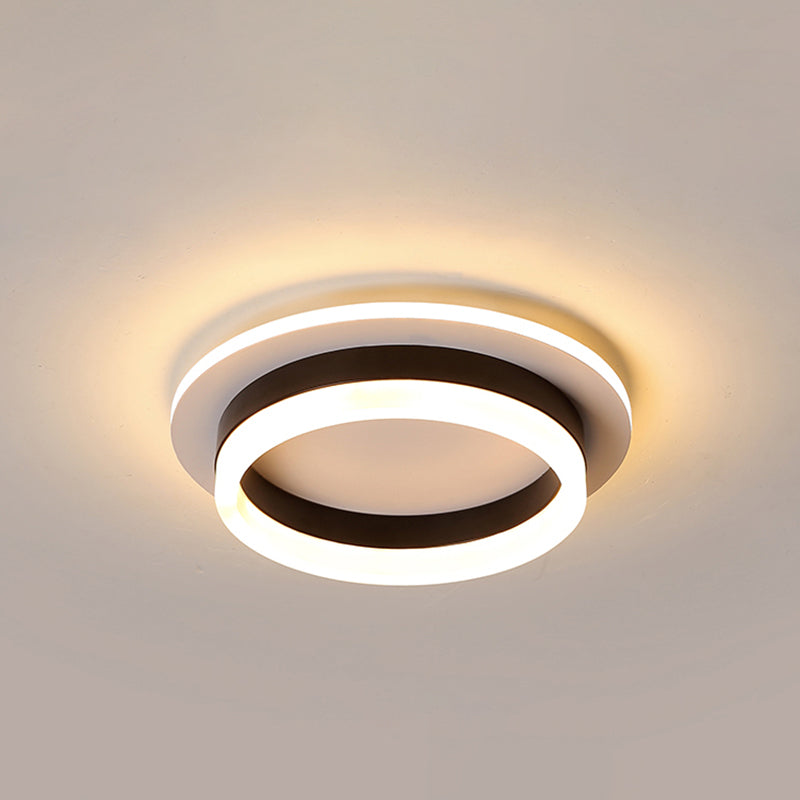 Small Corridor Flush Ceiling Light Fixture Metal Minimalist LED Flush Mount with Acrylic Diffuser Black-White Round Clearhalo 'Ceiling Lights' 'Close To Ceiling Lights' 'Close to ceiling' 'Flush mount' Lighting' 2357560