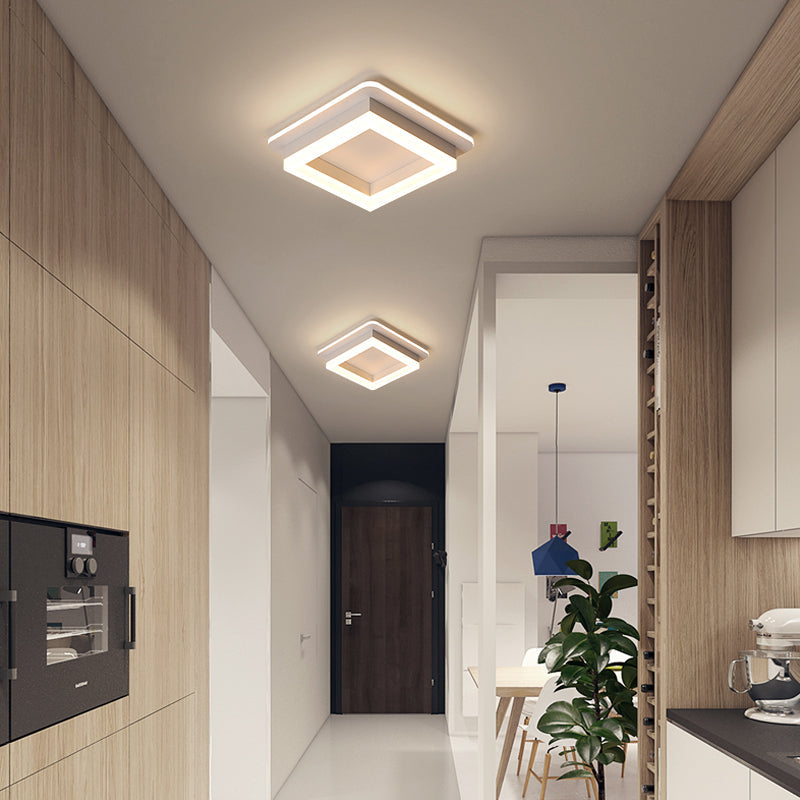 Small Corridor Flush Ceiling Light Fixture Metal Minimalist LED Flush Mount with Acrylic Diffuser Clearhalo 'Ceiling Lights' 'Close To Ceiling Lights' 'Close to ceiling' 'Flush mount' Lighting' 2357564