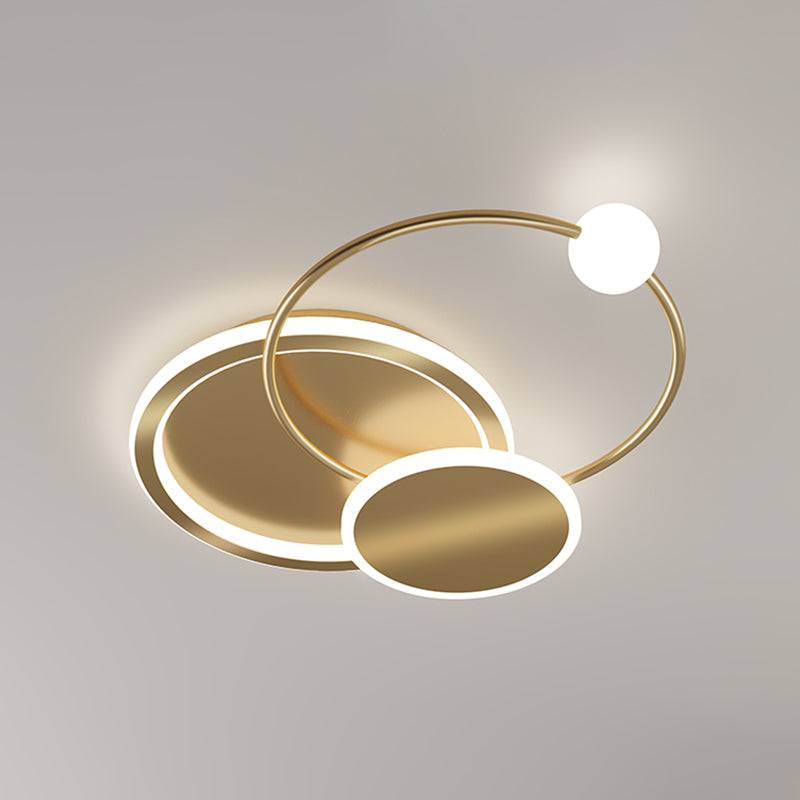 Geometric Acrylic LED Flush Light Minimalist Metal Bedroom Flush Mount Ceiling Light Gold Circle Clearhalo 'Ceiling Lights' 'Close To Ceiling Lights' 'Close to ceiling' 'Flush mount' Lighting' 2357615