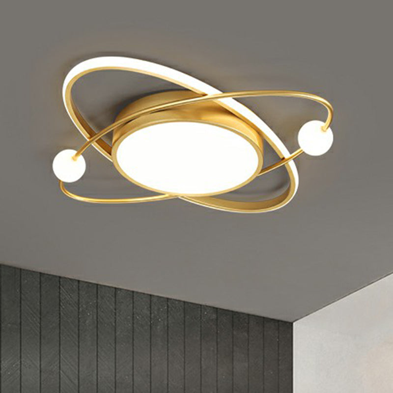 Gold Finish Orbit LED Flush Mount Lamp Minimalistic Acrylic Ceiling Lighting for Bedroom Clearhalo 'Ceiling Lights' 'Close To Ceiling Lights' 'Close to ceiling' 'Flush mount' Lighting' 2357677