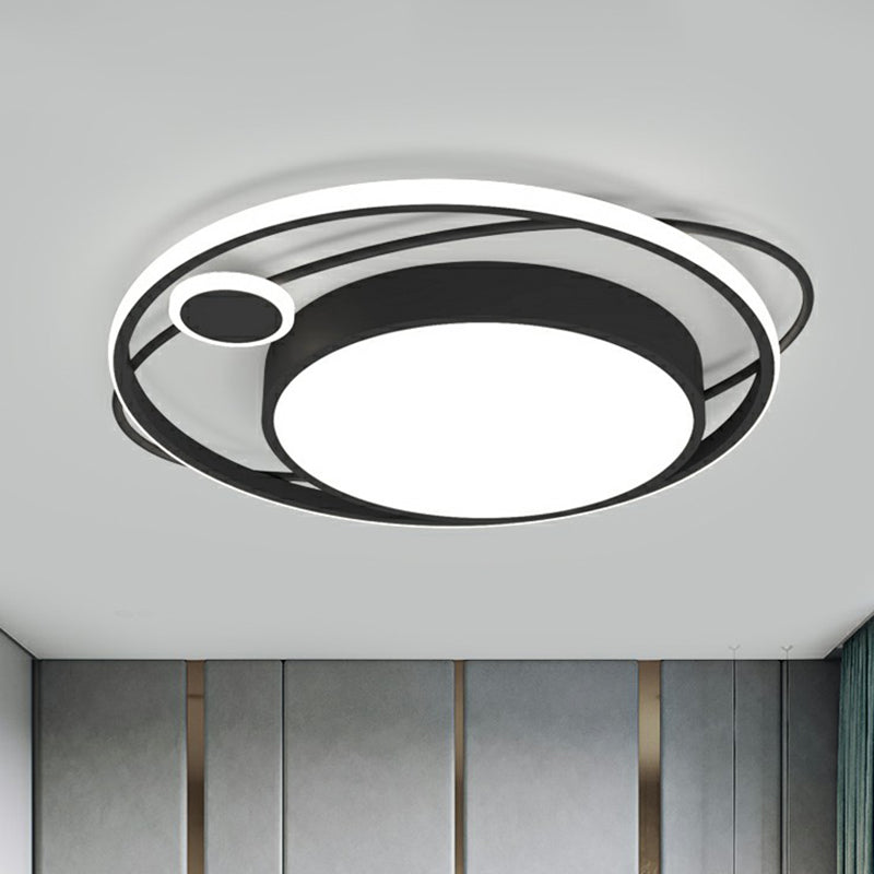 Circle Led Flush Mount Ceiling Fixture Nordic Metal Black Flush Mount Light for Bedroom Clearhalo 'Ceiling Lights' 'Close To Ceiling Lights' 'Close to ceiling' 'Flush mount' Lighting' 2357687
