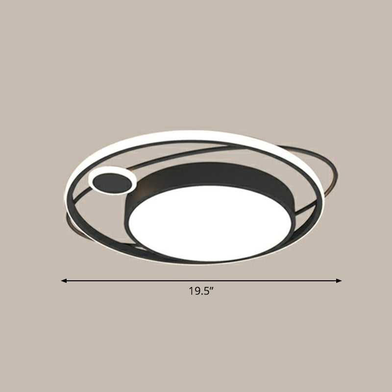 Circle Led Flush Mount Ceiling Fixture Nordic Metal Black Flush Mount Light for Bedroom Black 19.5" Clearhalo 'Ceiling Lights' 'Close To Ceiling Lights' 'Close to ceiling' 'Flush mount' Lighting' 2357690