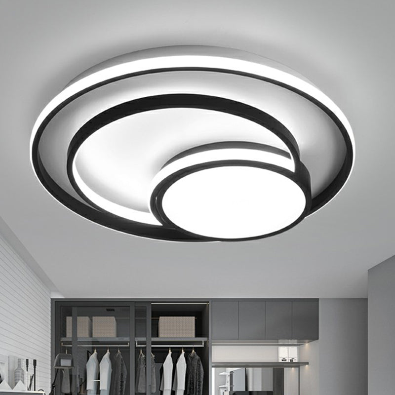 Minimalist Flush Mount Lighting Fixture Black 3-Ring Ceiling Lamp with Acrylic Shade Clearhalo 'Ceiling Lights' 'Close To Ceiling Lights' 'Close to ceiling' 'Flush mount' Lighting' 2357728