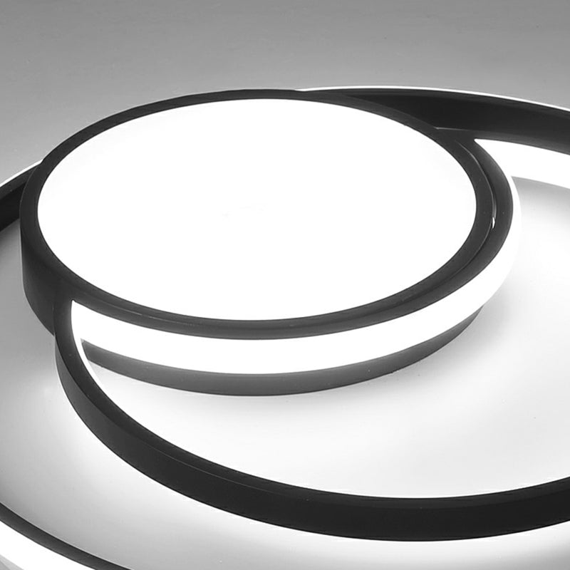 Minimalist Flush Mount Lighting Fixture Black 3-Ring Ceiling Lamp with Acrylic Shade Clearhalo 'Ceiling Lights' 'Close To Ceiling Lights' 'Close to ceiling' 'Flush mount' Lighting' 2357729