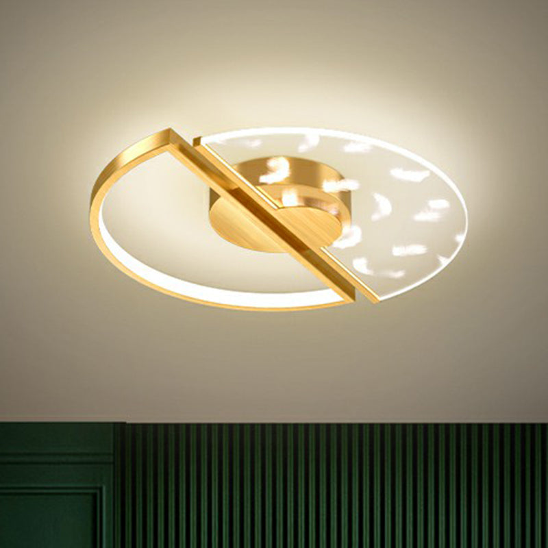 Acrylic Disk Shaped Ceiling Mount Lamp Modern LED Flushmount Light with Feather Pattern Clearhalo 'Ceiling Lights' 'Close To Ceiling Lights' 'Close to ceiling' 'Flush mount' Lighting' 2357748