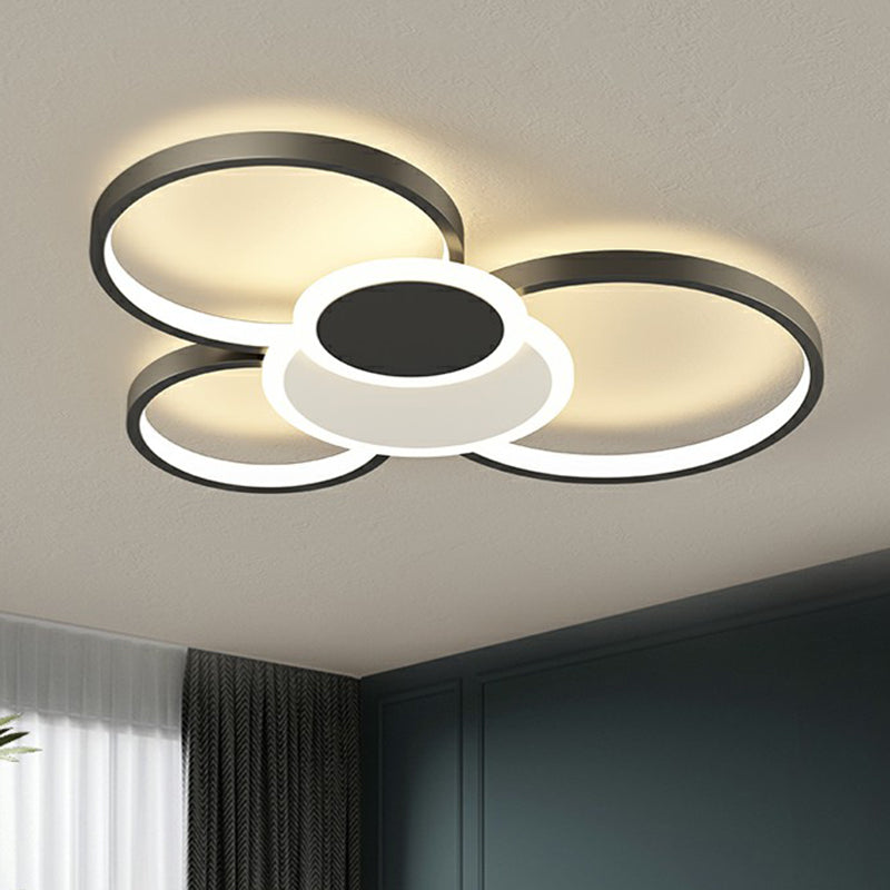 Metal Frame Flush-Mount Light Fixture Minimalism LED Ceiling Lamp for Living Room Black 22" Third Gear Clearhalo 'Ceiling Lights' 'Close To Ceiling Lights' 'Close to ceiling' 'Flush mount' Lighting' 2357791