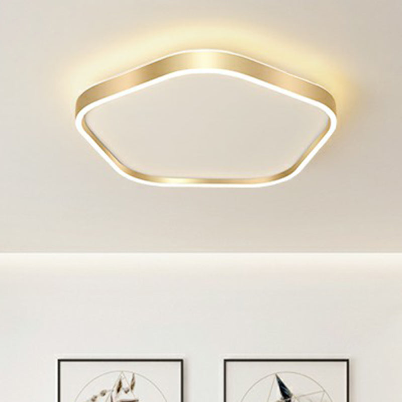 Gold Pentagon Flush Mount Led Light Simple Style Acrylic Ceiling Lighting for Bedroom Gold Clearhalo 'Ceiling Lights' 'Close To Ceiling Lights' 'Close to ceiling' 'Flush mount' Lighting' 2357834