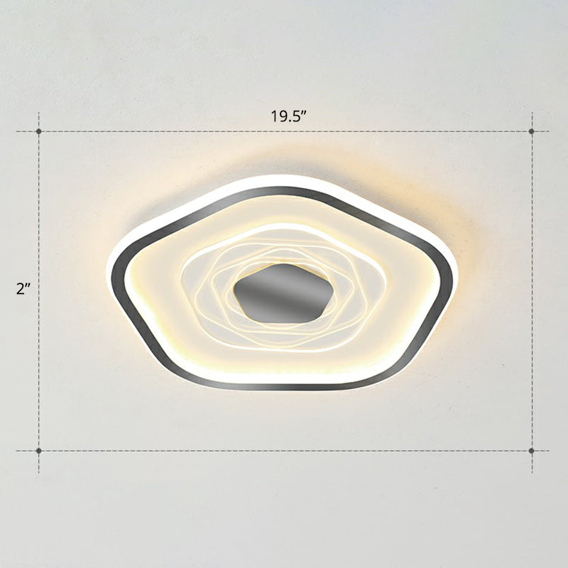Pentagonal LED Flush Ceiling Light Minimalism Metal Bedroom Flush Mount Light Fixture Black 19.5" Remote Control Stepless Dimming Clearhalo 'Ceiling Lights' 'Close To Ceiling Lights' 'Close to ceiling' 'Flush mount' Lighting' 2357851