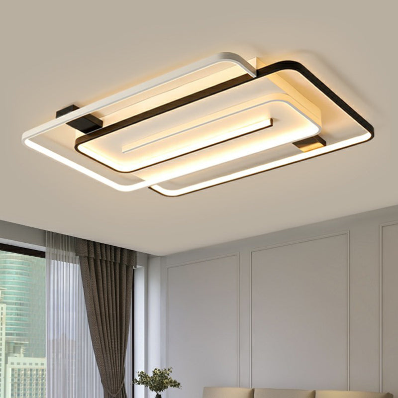 Acrylic Rectangle LED Flushmount Light Simplicity Black and White Ceiling Mount Light Fixture Clearhalo 'Ceiling Lights' 'Close To Ceiling Lights' 'Close to ceiling' 'Flush mount' Lighting' 2357973