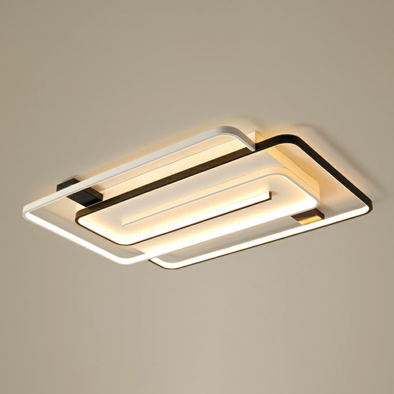 Acrylic Rectangle LED Flushmount Light Simplicity Black and White Ceiling Mount Light Fixture Black-White 43" Clearhalo 'Ceiling Lights' 'Close To Ceiling Lights' 'Close to ceiling' 'Flush mount' Lighting' 2357975