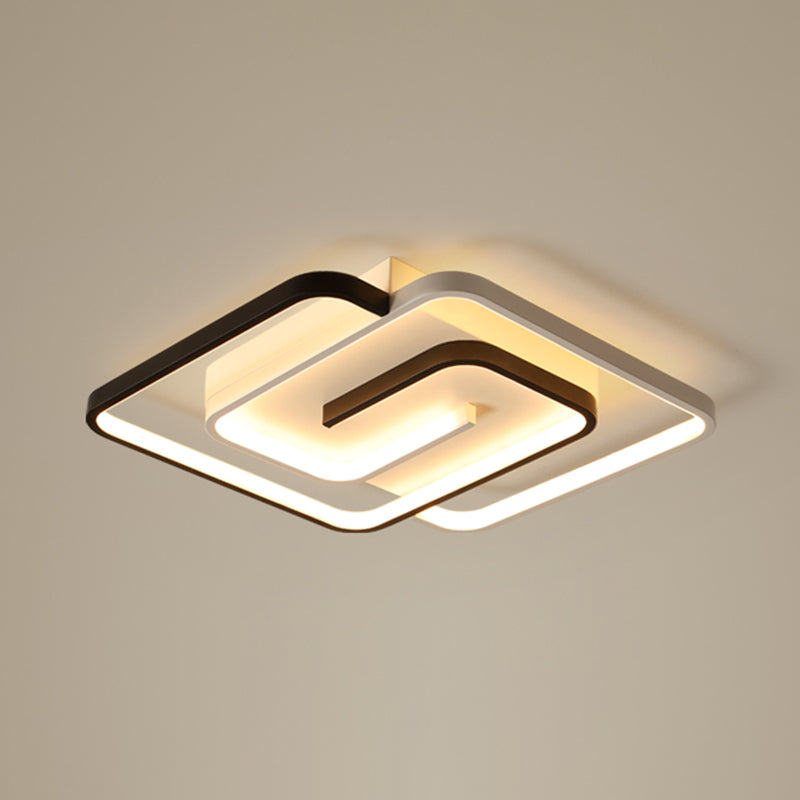 Acrylic Rectangle LED Flushmount Light Simplicity Black and White Ceiling Mount Light Fixture Black-White 21.5" Clearhalo 'Ceiling Lights' 'Close To Ceiling Lights' 'Close to ceiling' 'Flush mount' Lighting' 2357977