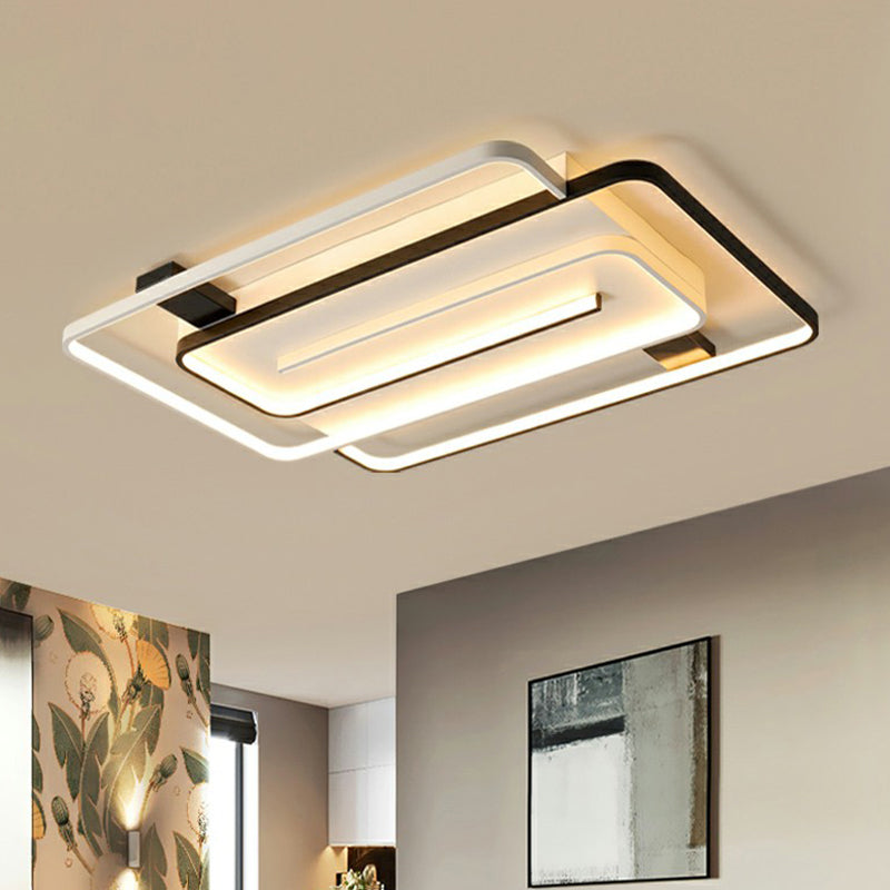 Acrylic Rectangle LED Flushmount Light Simplicity Black and White Ceiling Mount Light Fixture Clearhalo 'Ceiling Lights' 'Close To Ceiling Lights' 'Close to ceiling' 'Flush mount' Lighting' 2357979