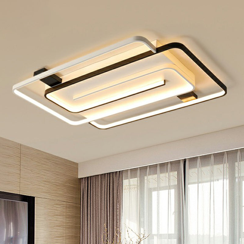 Acrylic Rectangle LED Flushmount Light Simplicity Black and White Ceiling Mount Light Fixture Clearhalo 'Ceiling Lights' 'Close To Ceiling Lights' 'Close to ceiling' 'Flush mount' Lighting' 2357980