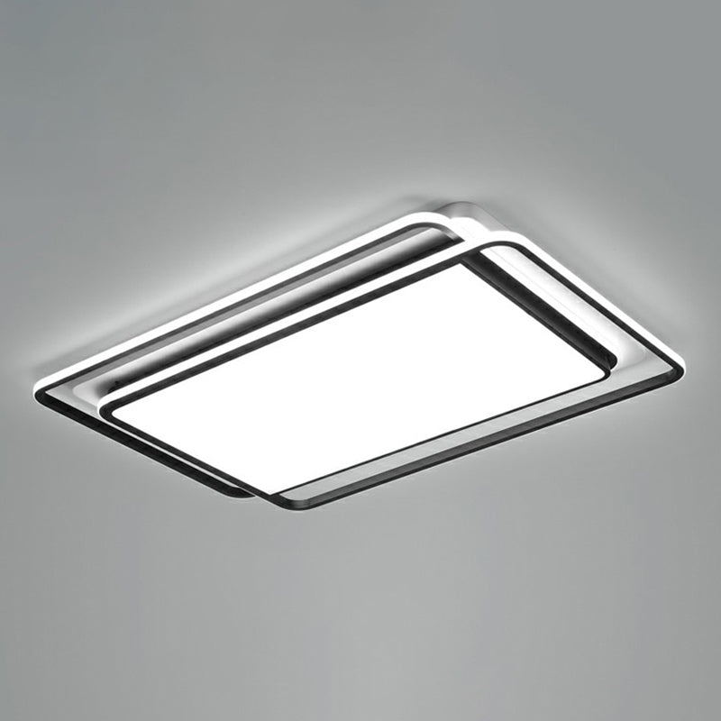 Black-White Rectangle LED Ceiling Light Contemporary Acrylic Flush Mount Light Fixture fro Living Room Black-White 42.5" Clearhalo 'Ceiling Lights' 'Close To Ceiling Lights' 'Close to ceiling' 'Flush mount' Lighting' 2357990