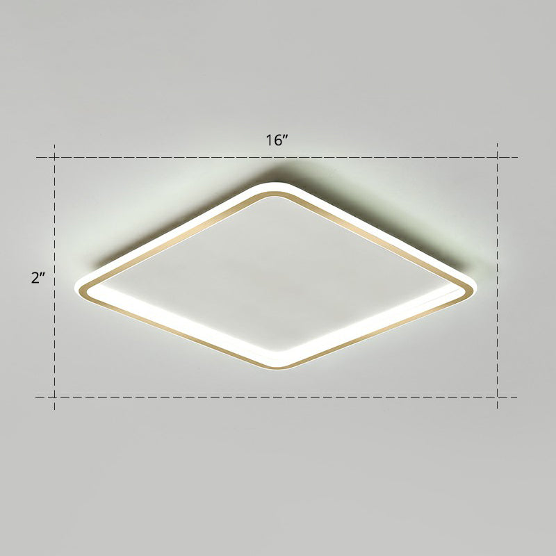 Aluminum Ultrathin LED Flush Mount Lamp Minimalism Gold Finish Ceiling Light Fixture for Bedroom Gold 16" Clearhalo 'Ceiling Lights' 'Close To Ceiling Lights' 'Close to ceiling' 'Flush mount' Lighting' 2358026