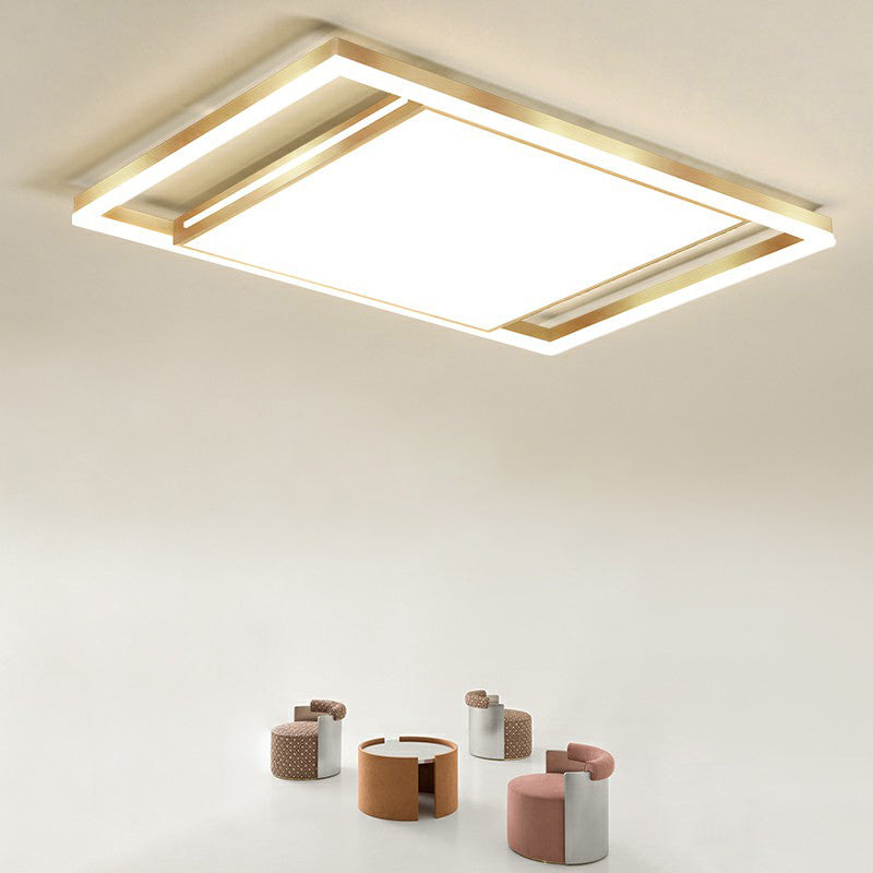 Living Room Ceiling Mounted Fixture Simple Gold Finish Flushmount Light with Rectangle Acrylic Shade Clearhalo 'Ceiling Lights' 'Close To Ceiling Lights' 'Close to ceiling' 'Flush mount' Lighting' 2358047