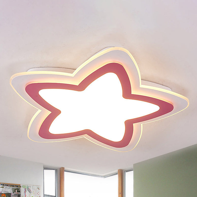 Contemporary Slim Panel Star Ceiling Lamp Acrylic Flush Mount Light for Study Room Pink Clearhalo 'Ceiling Lights' 'Close To Ceiling Lights' 'Close to ceiling' 'Flush mount' Lighting' 235845