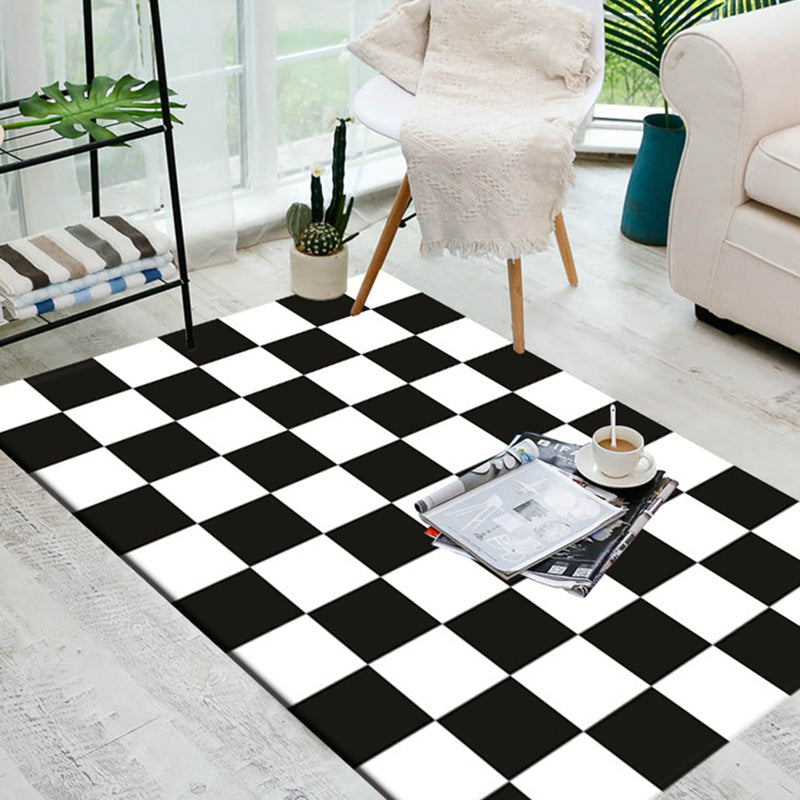 Simple Living Room Rug Multi Color Geometric Print Indoor Rug Non-Slip Backing Pet Friendly Area Carpet Black-White Clearhalo 'Area Rug' 'Modern' 'Rugs' Rug' 2362634