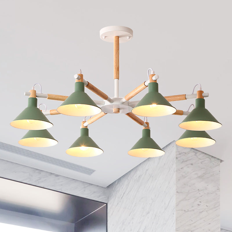 Living Room Horn Shape Chandelier Metal 8 Bulbs Modern Hanging Lamp Clearhalo 'Ceiling Lights' 'Chandeliers' Lighting' options 236319