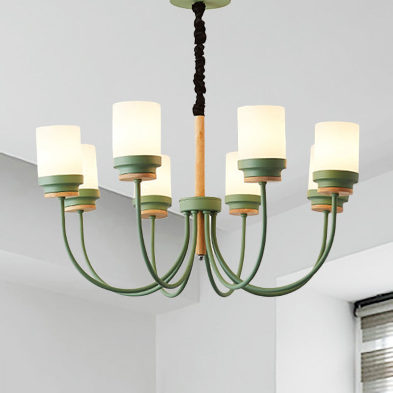 Modern Contemporary Tapered Shade Hanging Chandelier 8 Lights Glass Hanging Pendant Lights for Living Room Clearhalo 'Ceiling Lights' 'Chandeliers' Lighting' options 236370